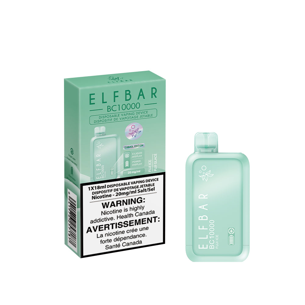 Elf Bar disposable vaping device packaging on a white background. Elf Bar BC10000 Fuji-Ice