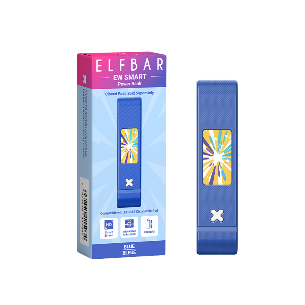 Elf Bar EW25K Pod, Blue flavour, magnetic design with smart LED display, seamless vaping device ideal for Ontario and Quebec vapers.