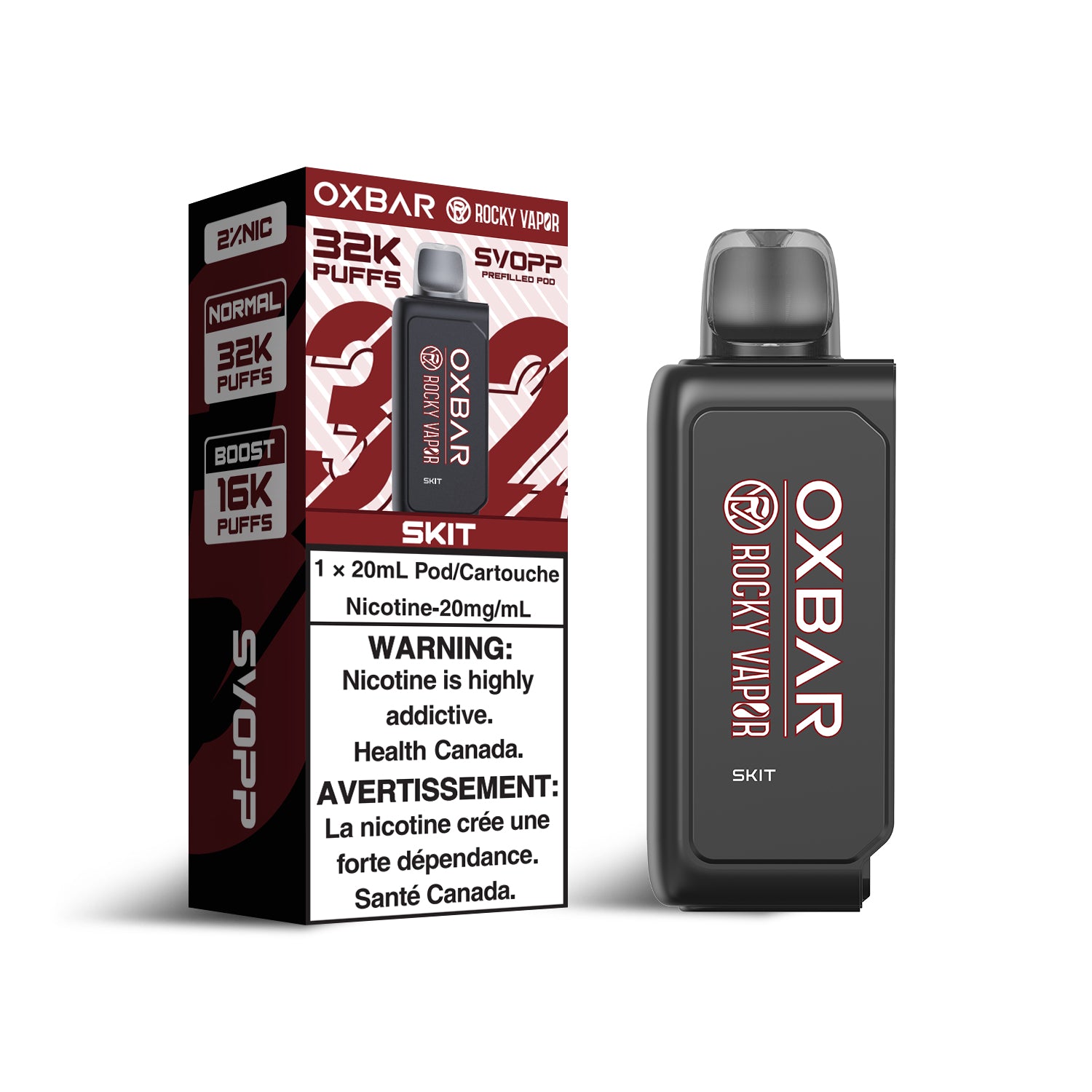 SVOPP Rocky Vapor OXBAR 32K, Dragonfruit Lychee flavour, premium vape with dual mesh coil technology and adjustable airflow for rich, smooth vapor, designed for Ontario and Quebec vapers.