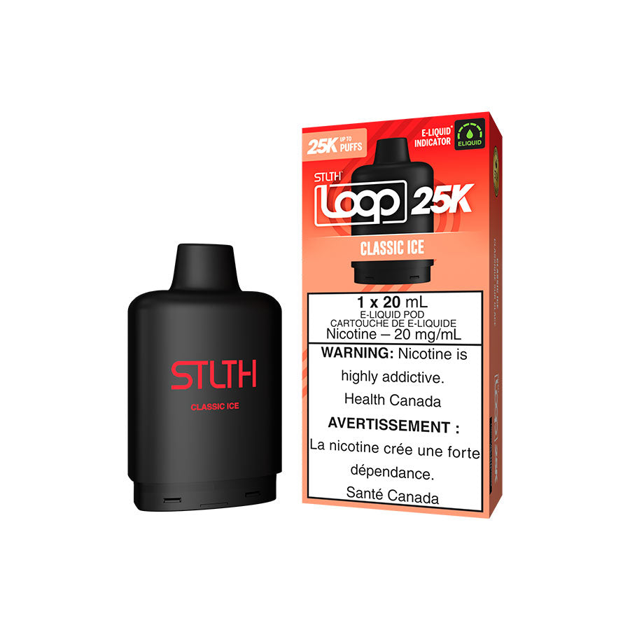 STLTH Loop 25K, Cherry Ice flavour, smooth refreshing vape with powerful nicotine satisfaction, ideal for Ontario and Quebec vapers.