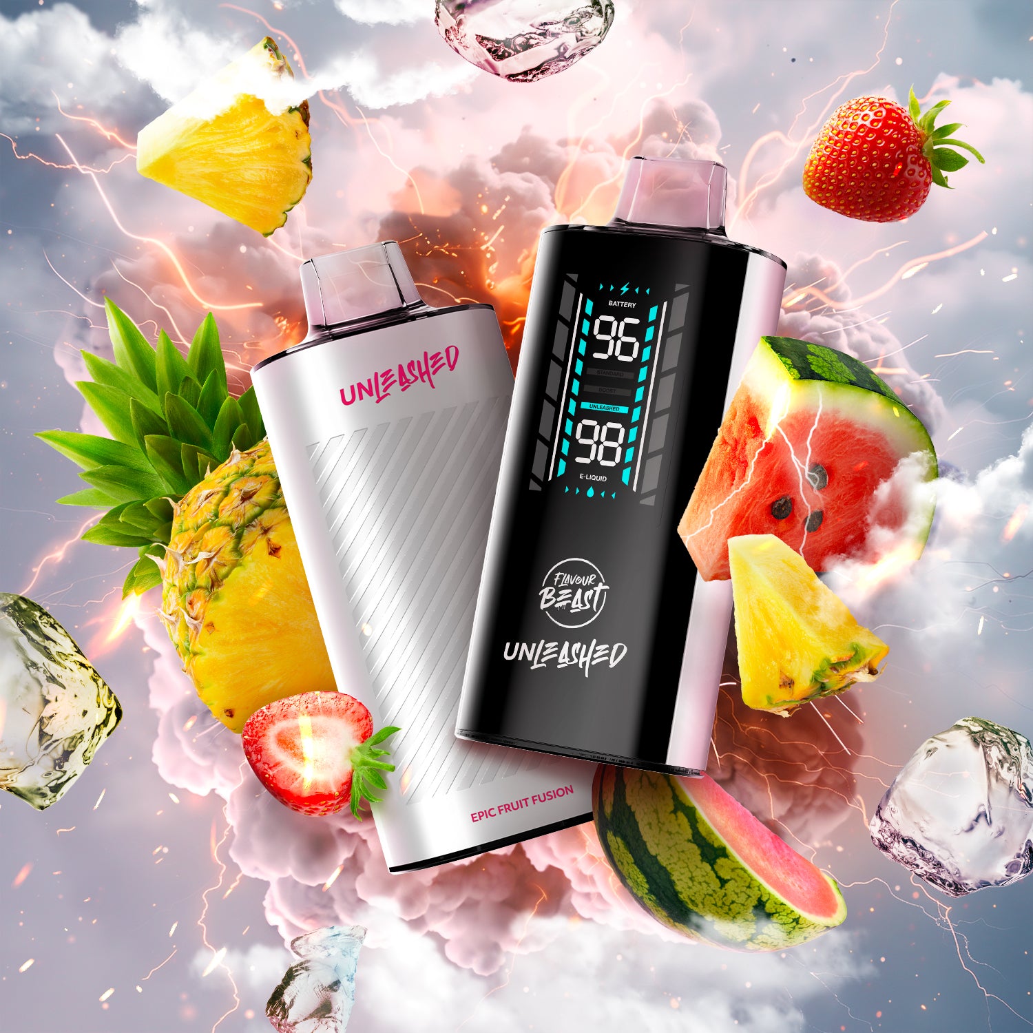 Flavour Beast Unleashed DCP 20K, Epic Strawberry flavour, dual coil vaping device with supreme performance, long-lasting and versatile, ideal for Ontario and Quebec vapers.