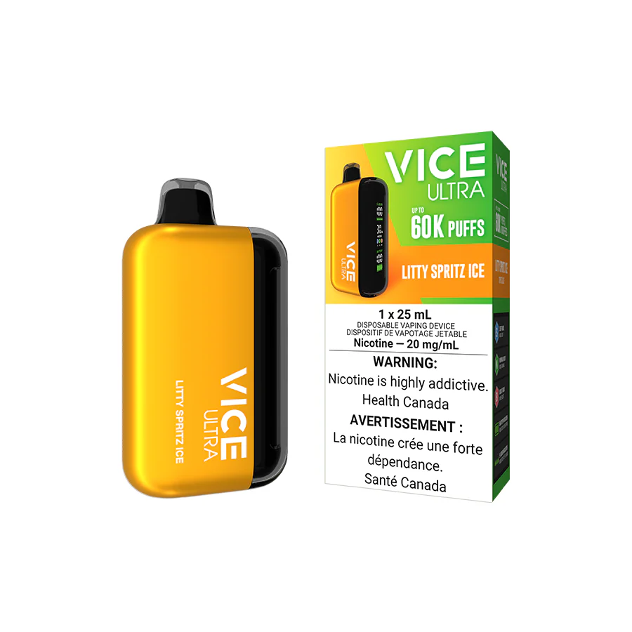 VICE Ultra, Litty Spritz Ice flavour, customizable output, long-lasting battery, premium vaping device for Ontario and Quebec users.