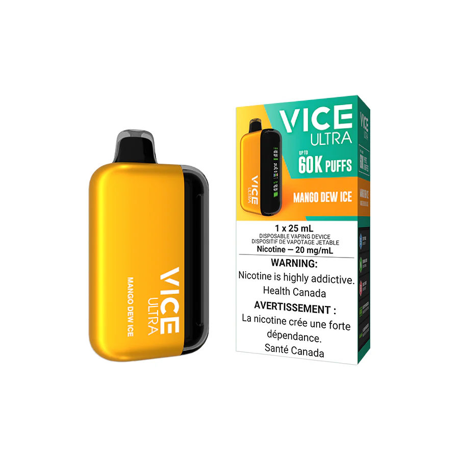 VICE Ultra, Mango Dew Ice flavour, custom vaping modes, refreshing and rich blend, ideal for Ontario and Quebec vapers.
