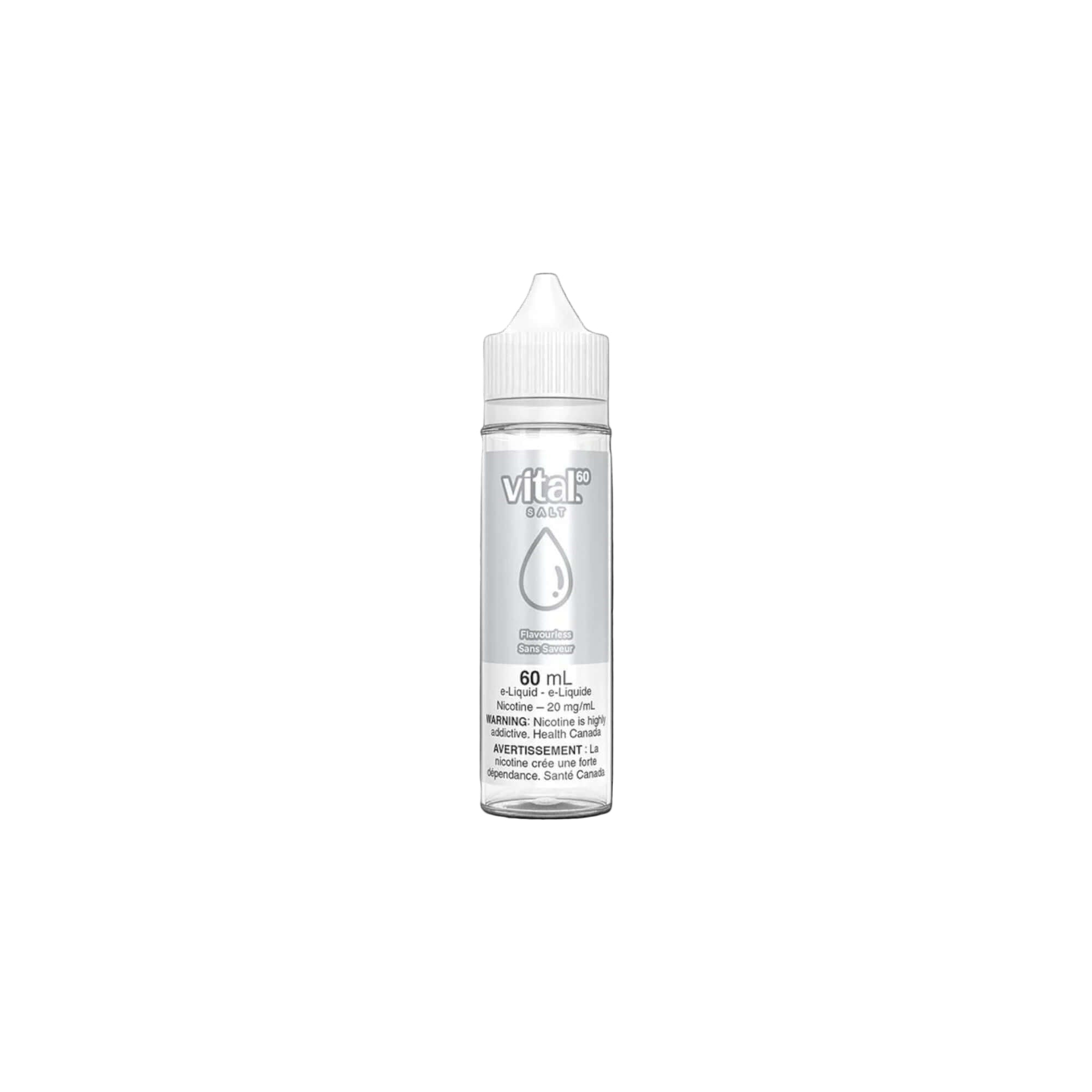 VITAL 60mL Salt Nic Vape E-juice bottle with clear liquid, designed for an enjoyable vaping experience.