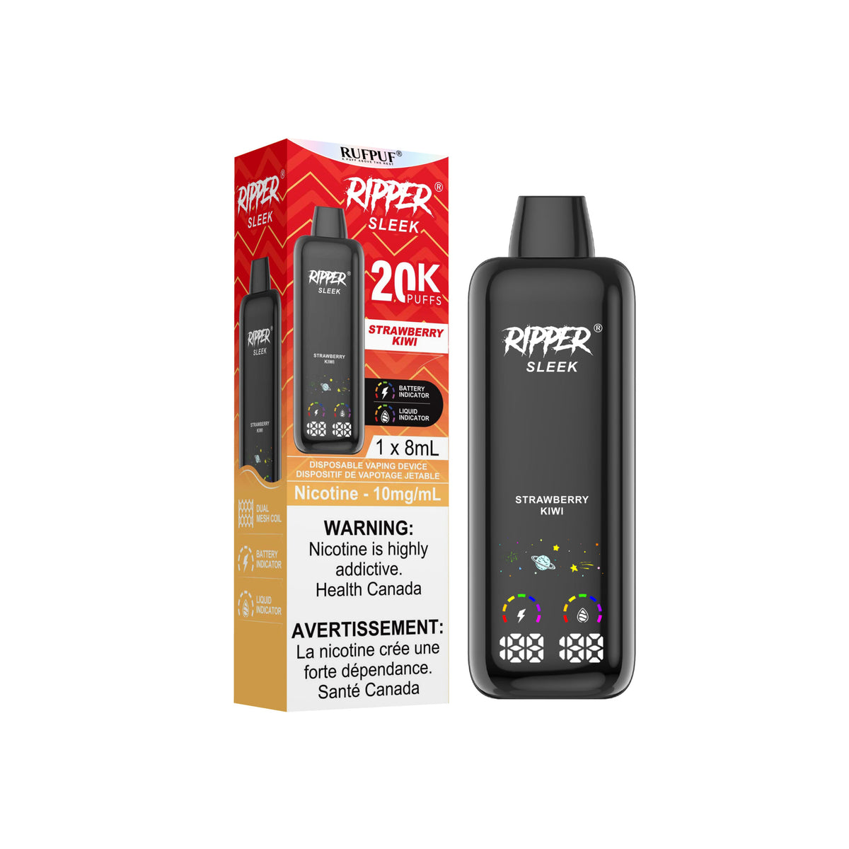 Ripper SLEEK 20K 10mg Strawberry Kiwi Disposable Vape - Supa Vapes