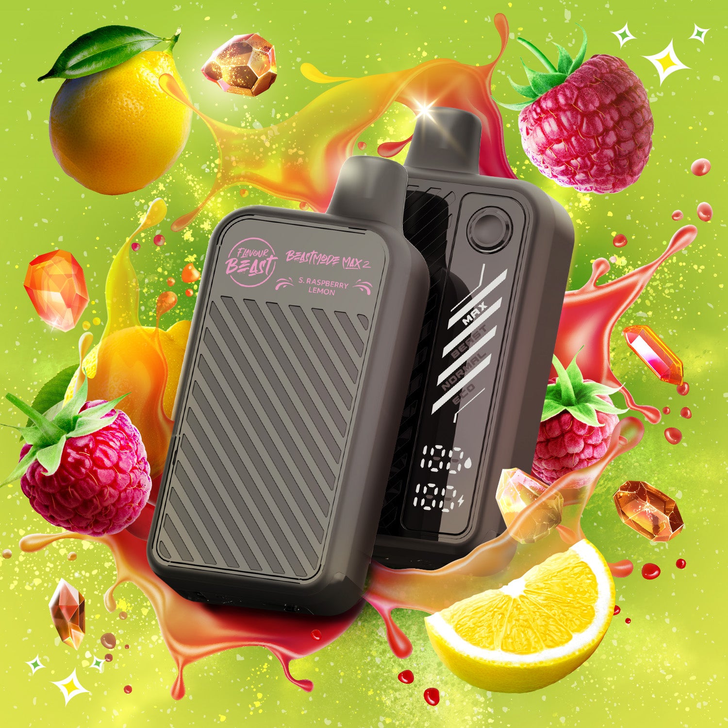 Beast Mode Max 2 Disposable Vape in Sour Raspberry Lemon flavour.