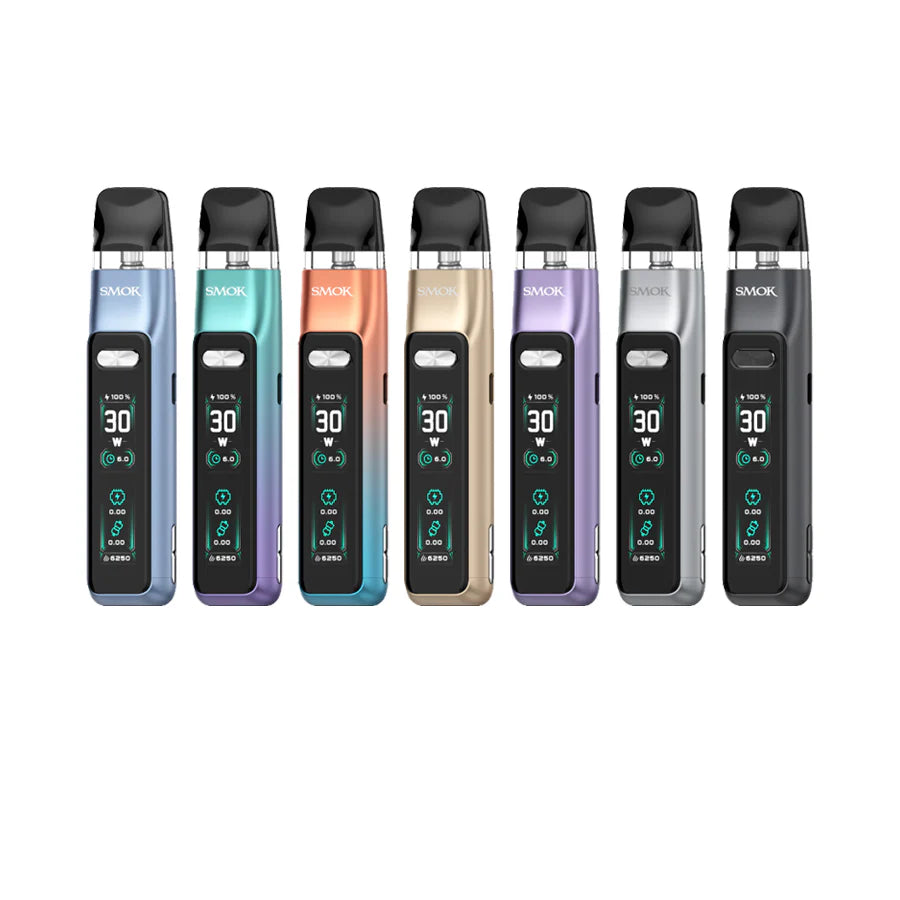 SMOK Novo GT Pod Kit, Blue color, adjustable 5W-30W output, stepless airflow, compatible with multiple pods, customizable vaping experience for Ontario and Quebec vapers.