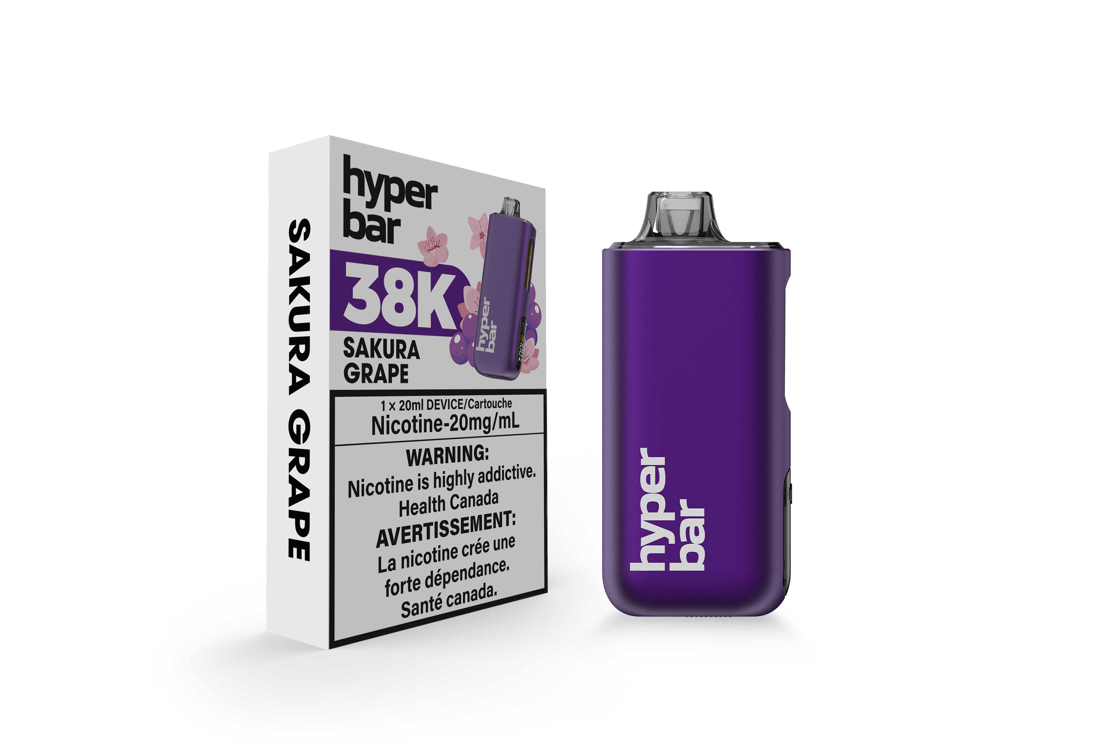 Hyperbar BE38000, Blueberry Mint flavour vape, advanced dual mesh coil technology, rich and refreshing smooth flavour and vapor production, ideal for Ontario and Quebec vapers.