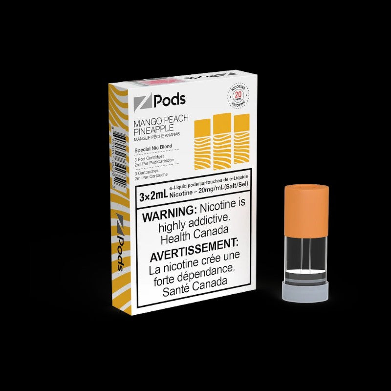 Z Pods Raspberry Pink Lemon flavour, 20mg nicotine blend combining salt nic and freebase e-liquid, powerful throat hit at low strength, pre-filled pod ideal for Ontario and Quebec vapers.