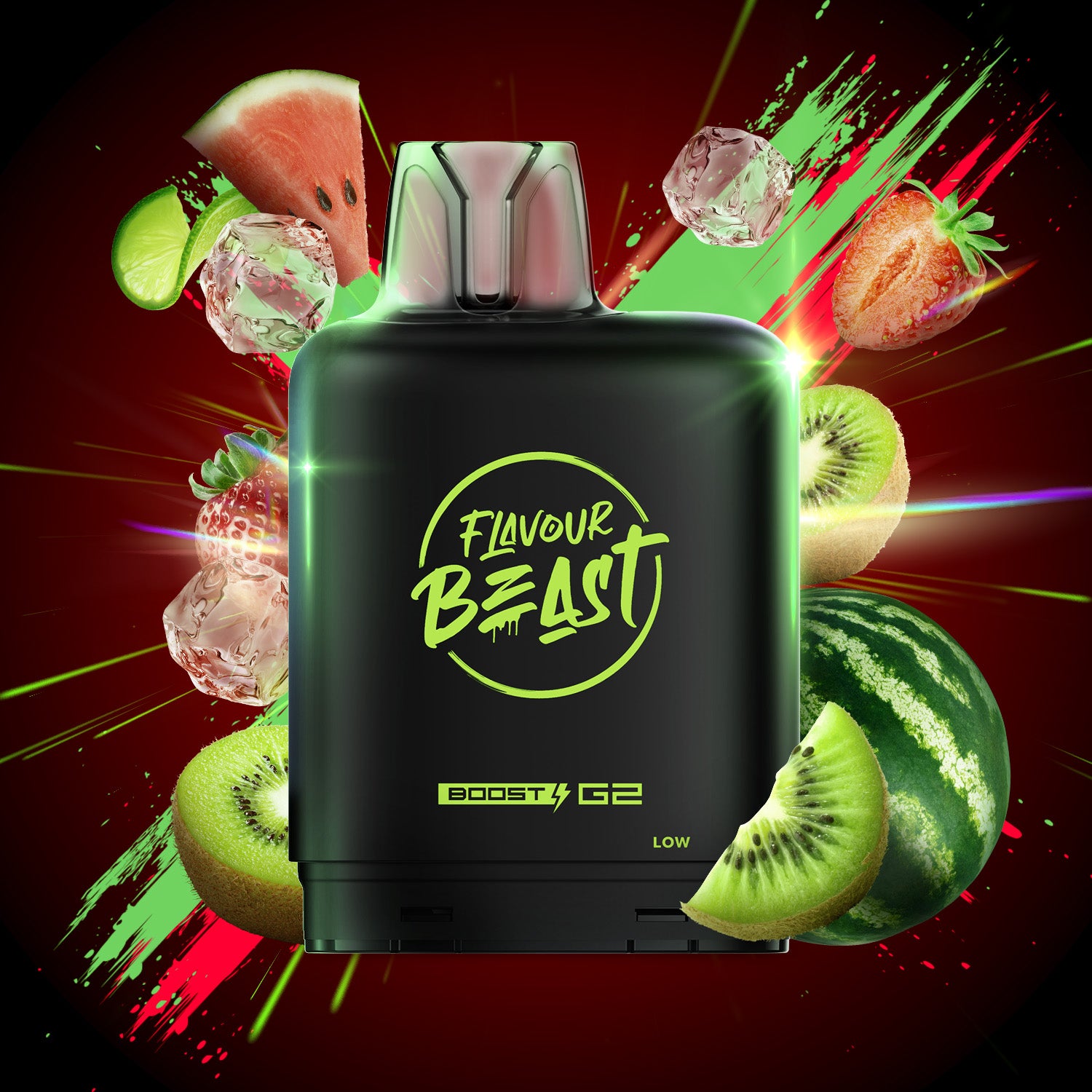 Flavour Beast Level X Boost 25K, Woke Watermelon Tropica flavour pod, 25,000 puffs capacity, 20mL pre-filled pod for premium vaping in Ontario and Quebec.