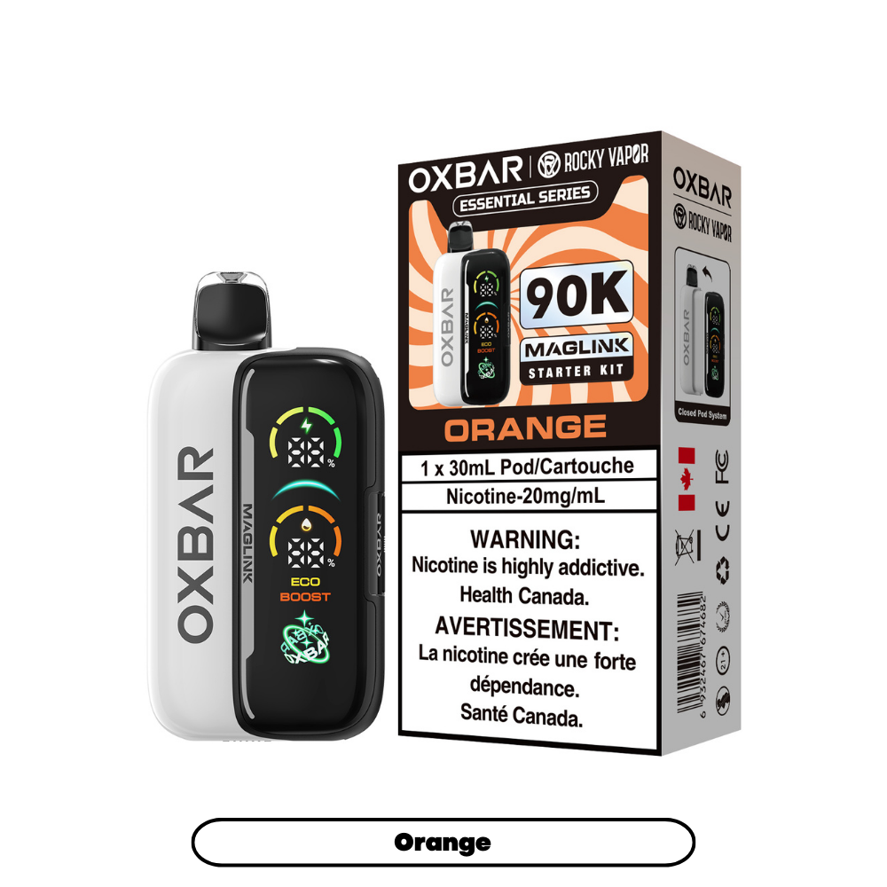 Rocky Vapor Oxbar Megalink Orange 90K on White Background
