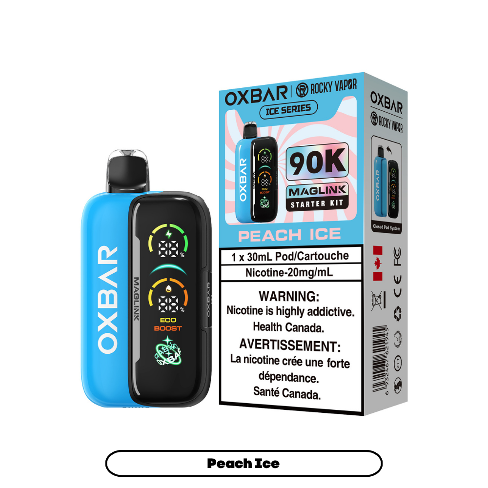 Rocky Vapor Oxbar Megalink Peach Ice 90K on white background
