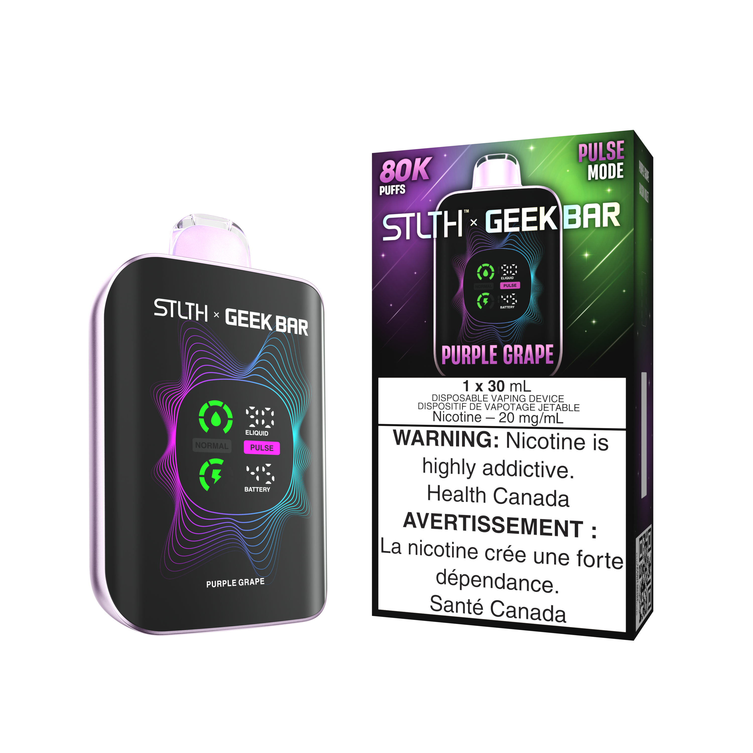 STLTH x Geek Bar 80K disposable vape — Purple Grape flavour | Supa Vapes Canada