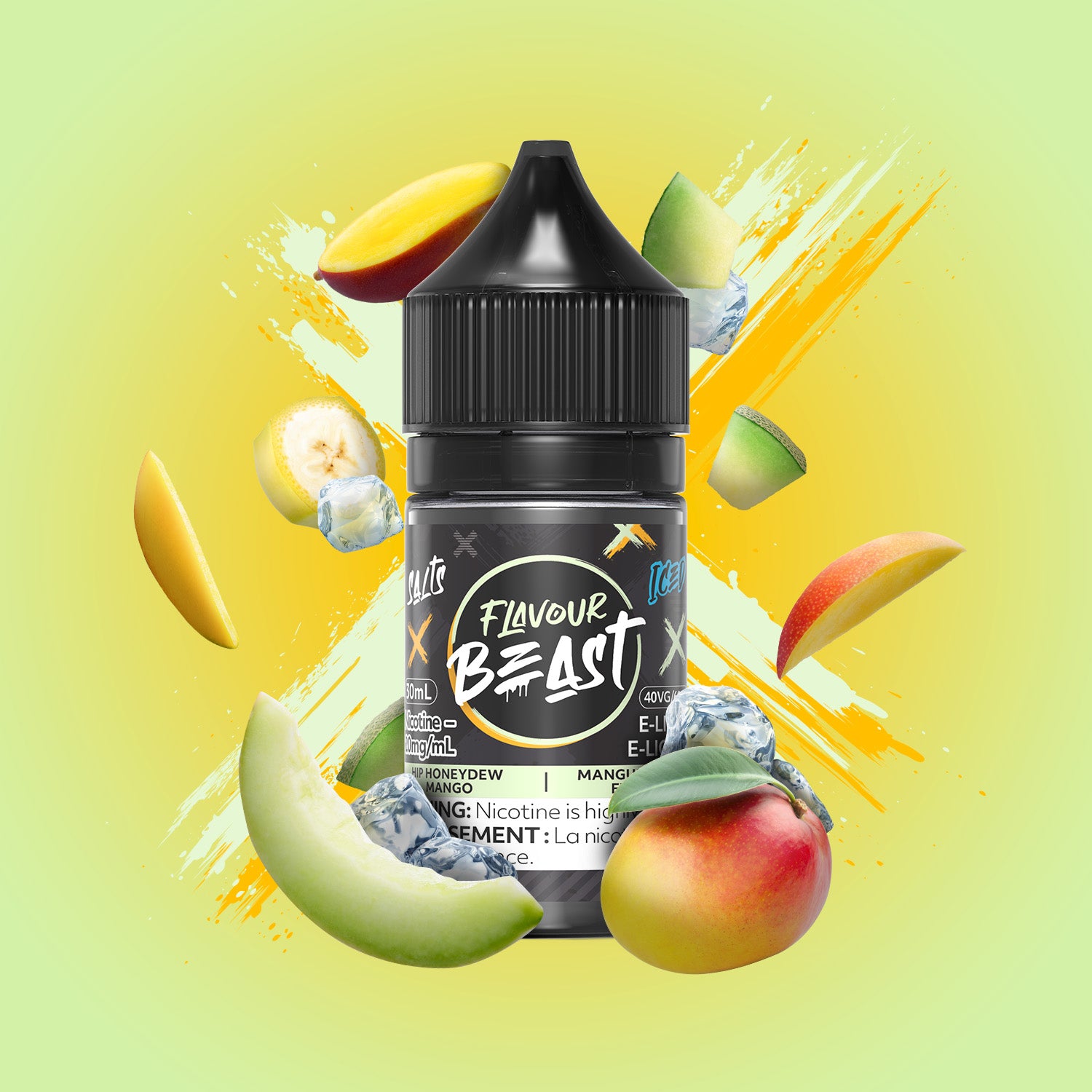 Flavour Beast E-Liquid Salt, Flippin' Fruit Flash flavour, 30mL bottle with 20mg nicotine salt, robust and smooth vaping experience, designed for Ontario and Quebec vapers.
