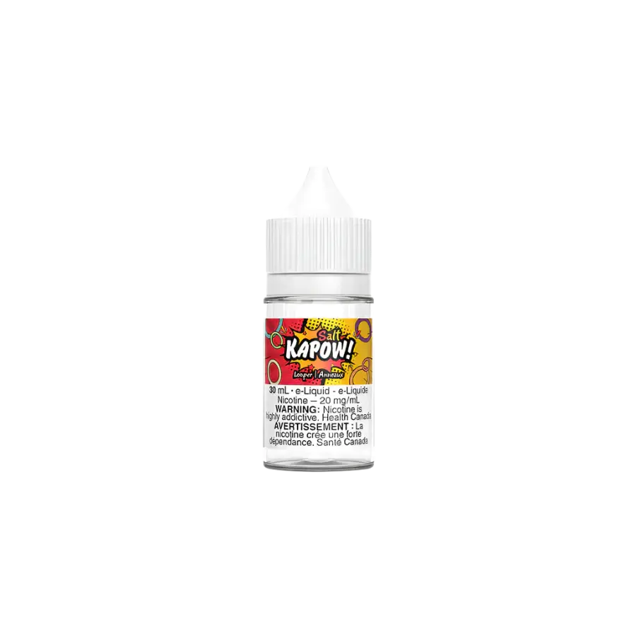 KAPOW! Salt Nic, Melonz flavour, 20mg nicotine salt vape juice, sweet candy-flavoured, smooth and flavorful hit, ideal for Ontario and Quebec vapers.