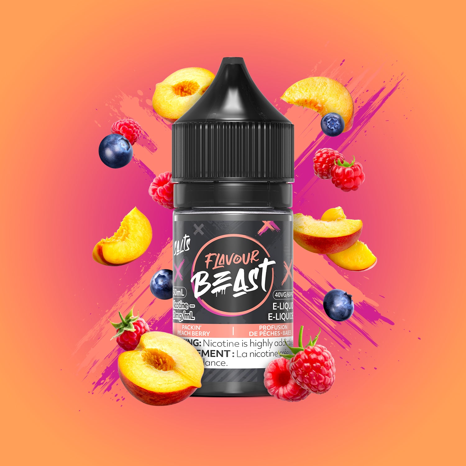 Flavour Beast E-Liquid Salt 30mL, Kewl Kiwi Passionfruit flavour, 20mg nicotine salt, intense and smooth vaping experience, designed for vapers in Ontario and Quebec.