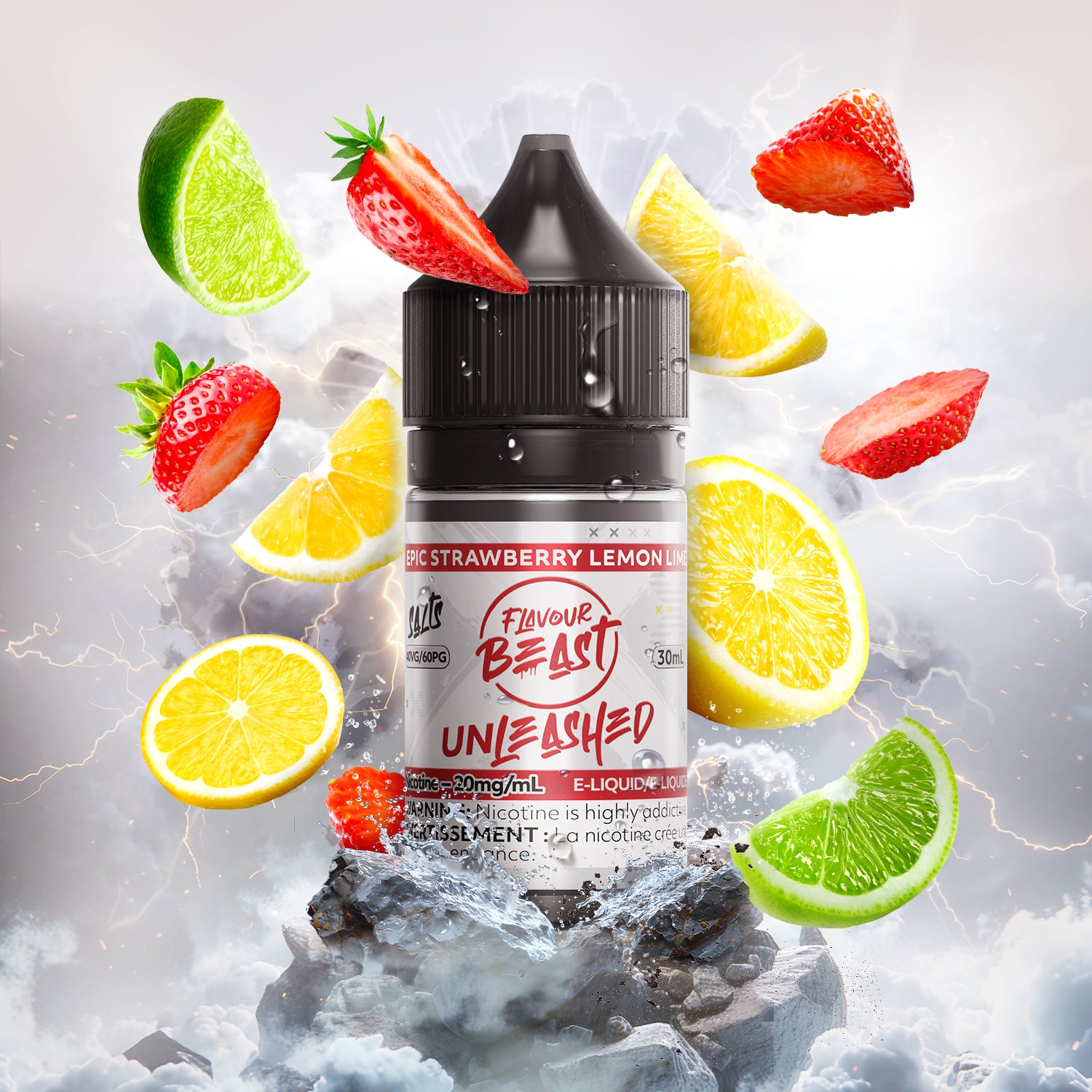 Flavour Beast Unleashed E-Liquid, Epic Strawberry flavour, sweet and juicy vaping experience with smooth salt nicotine, designed for Ontario and Quebec vapers.