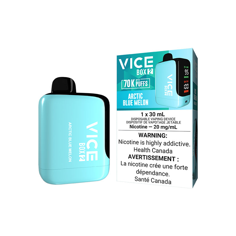 VICE Box 2, Grape Ice flavour, adjustable airflow, rechargeable battery with up to 70,000 puffs, designed for Ontario and Quebec vapers