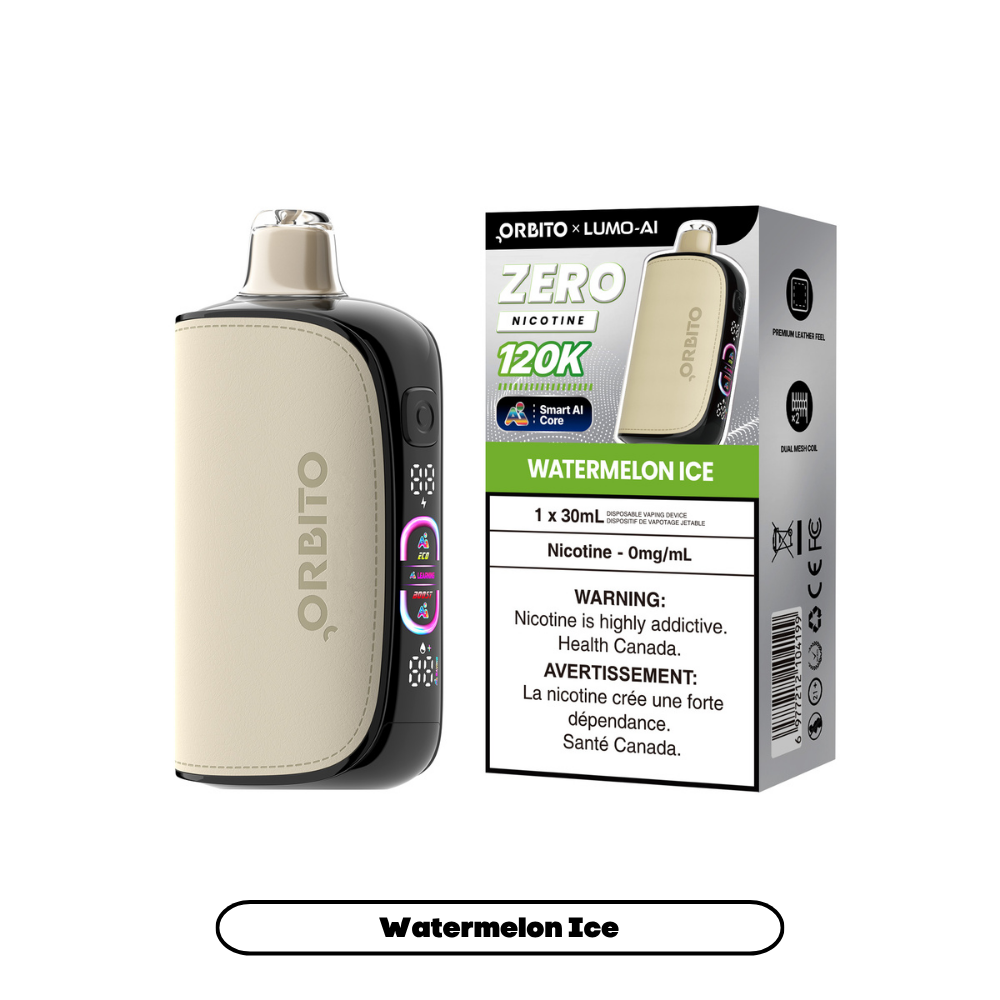 Orbito Lumo AI 120K Disposable Vape (0mg) in Watermelon Ice flavour | Supa Vapes Canada