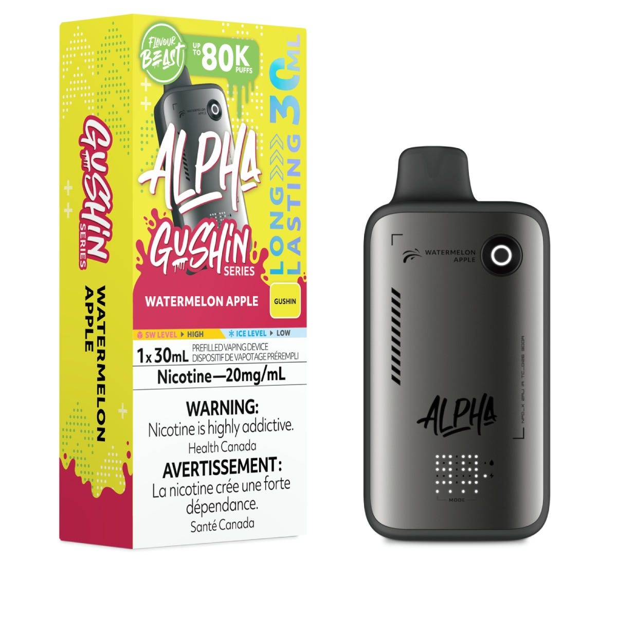 Flavour Beast Alpha 80K disposable vape — Gushin Watermelon Apple flavour | Supa Vapes Canada