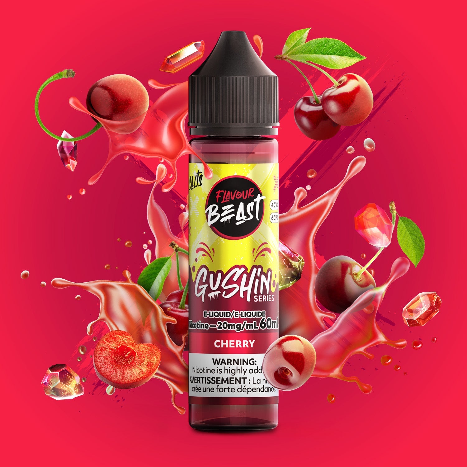 Flavour Beast Gushin Salt E-Liquid 60mL Cherry - Supa Vapes