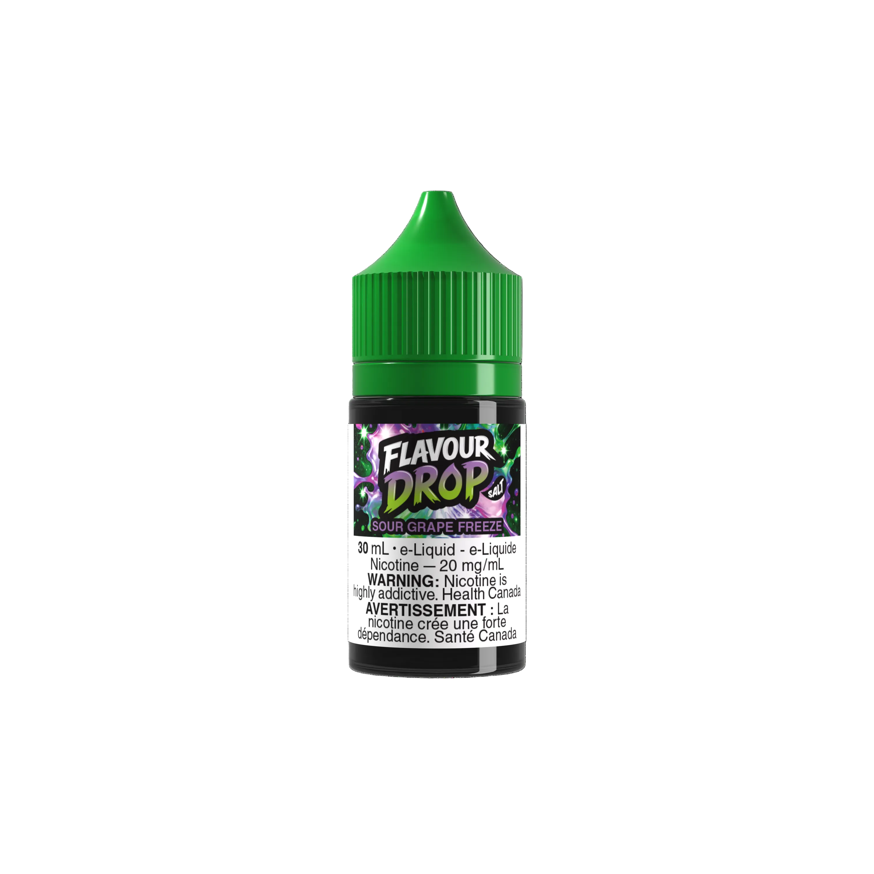 Flavour Drop Salt Sour Grape Freeze 30mL salt nicotine e-liquid bottle