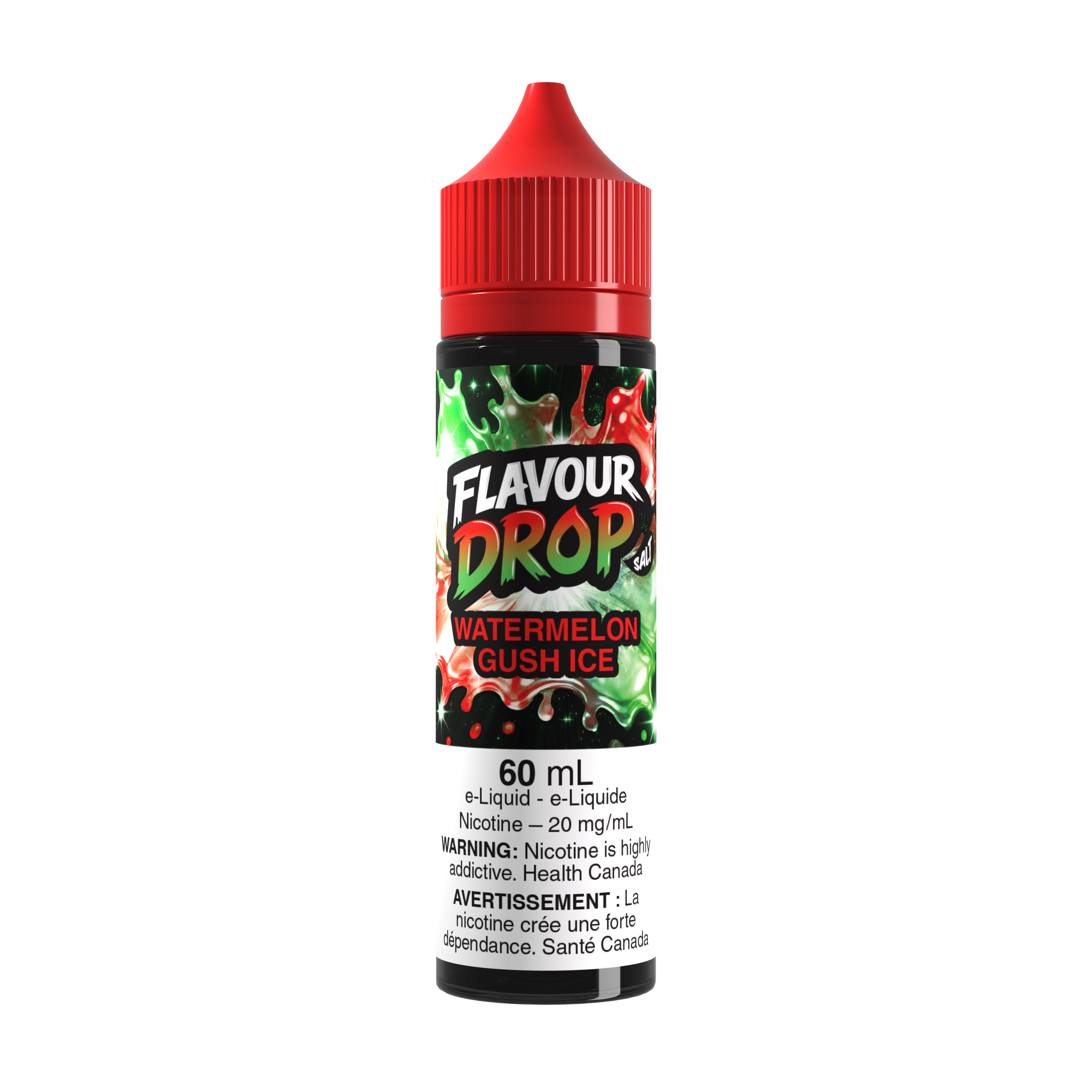 Flavour Drop Salt Watermelon Gush Ice 60mL salt nicotine e-liquid bottle