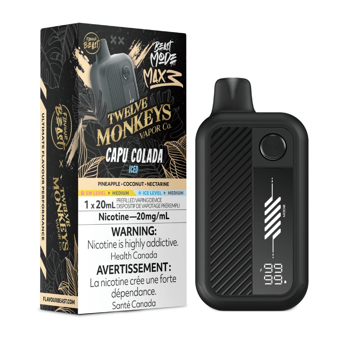 Flavour Beast x Twelve Monkeys Beast Mode Max 3 Capu Colada Iced Disposable Vape - Supa Vapes
