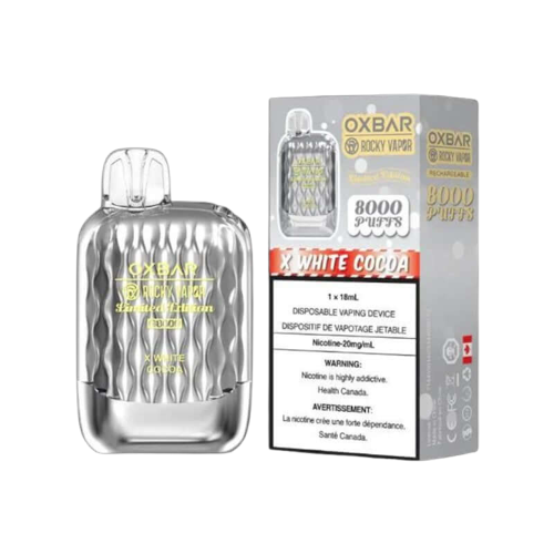 OXBAR 8000 Disposable, X White Cocoa flavour, rich taste with long-lasting performance, disposable vape ideal for Ontario and Quebec customers.