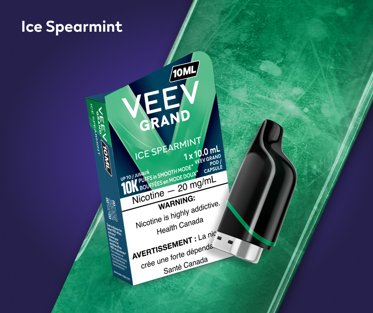 VEEV GRAND 10 mL pod in Ice Spearmint flavour, up to 10,000 puffs | Supa Vapes Canada