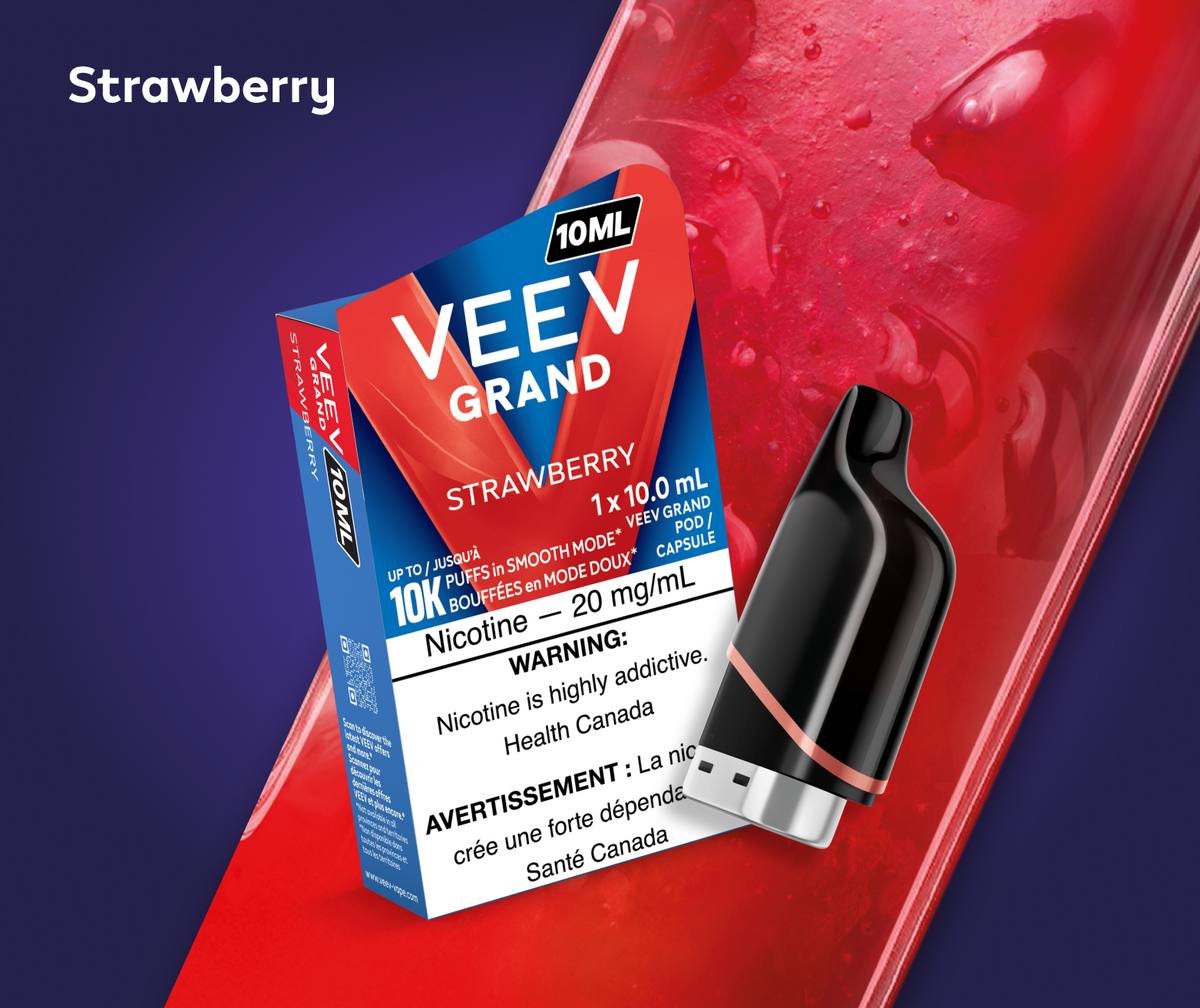 VEEV GRAND 10 mL pod in Strawberry flavour, up to 10,000 puffs | Supa Vapes Canada