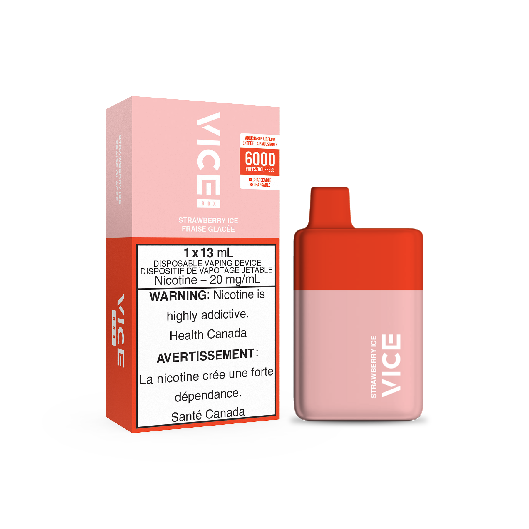 VICE Box 6000, Mango Ice flavour, smooth taste, classic vape experience, ideal for Ontario and Quebec vapers seeking top-quality vaping.