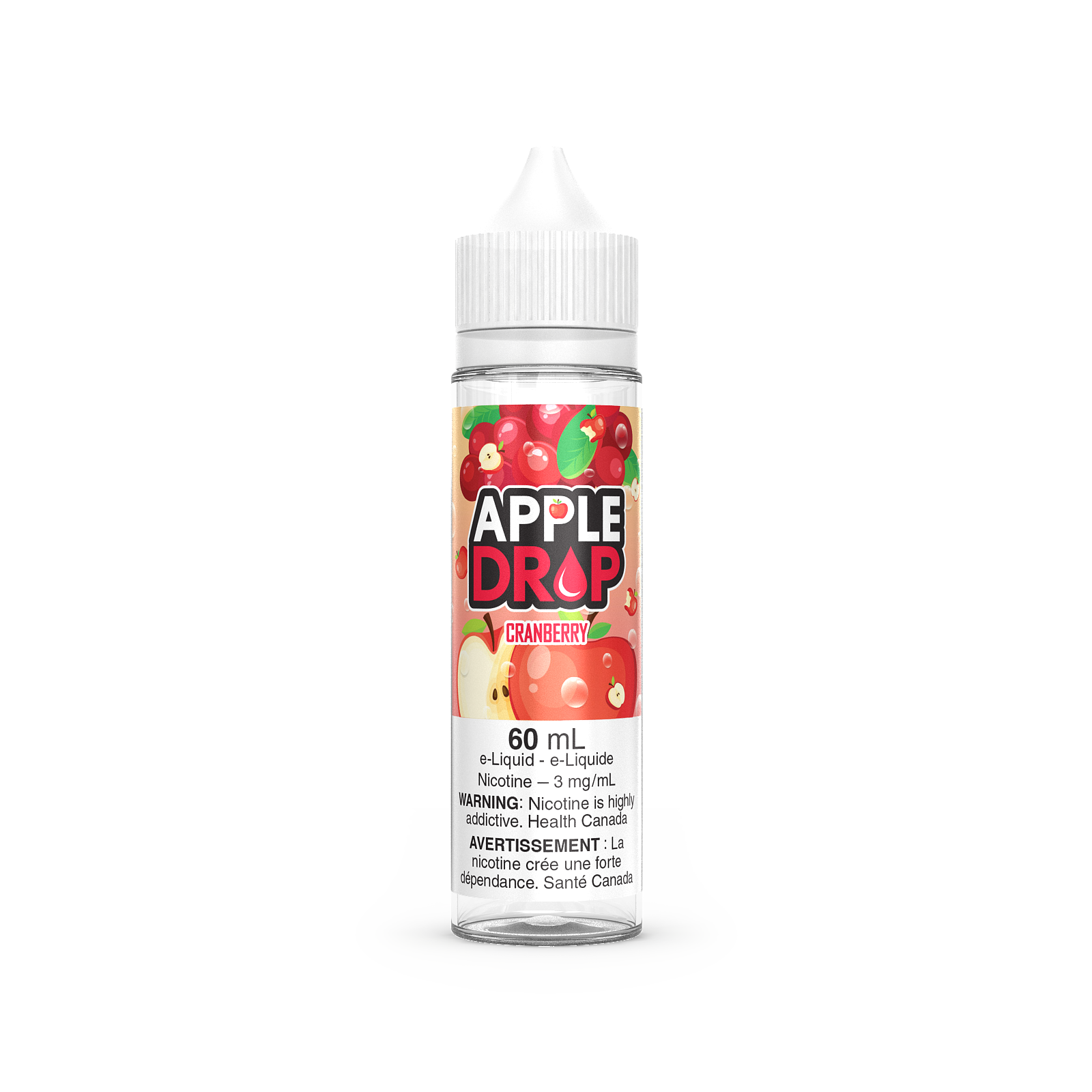 Apple Drop 60mL vape juice, Berries flavour, 6mg nicotine, smooth and fruity vaping experience, ideal for Ontario and Quebec customers.