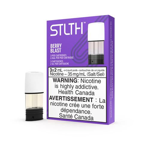 STLTH Pods (3 Pods), Berry Blast flavour, 12mg nicotine strength, smooth transition for adult smokers in Ontario and Quebec.
