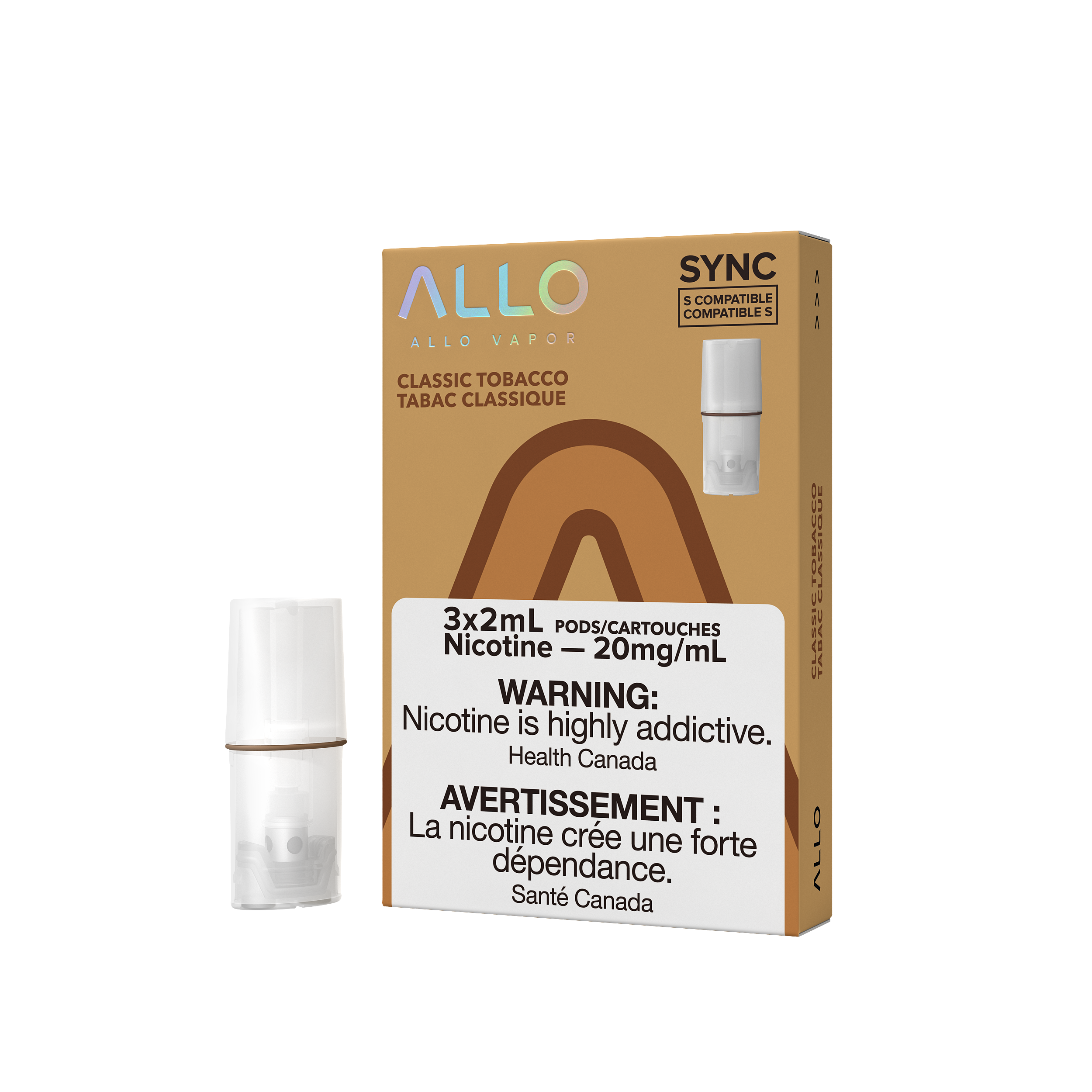 Allo Sync Pods Lychee Ice flavour pod with 20mg/mL nicotine, STLTH-compatible pre-filled vape pod for Ontario and Quebec vapers seeking refreshing and easy-to-use vaping experience.