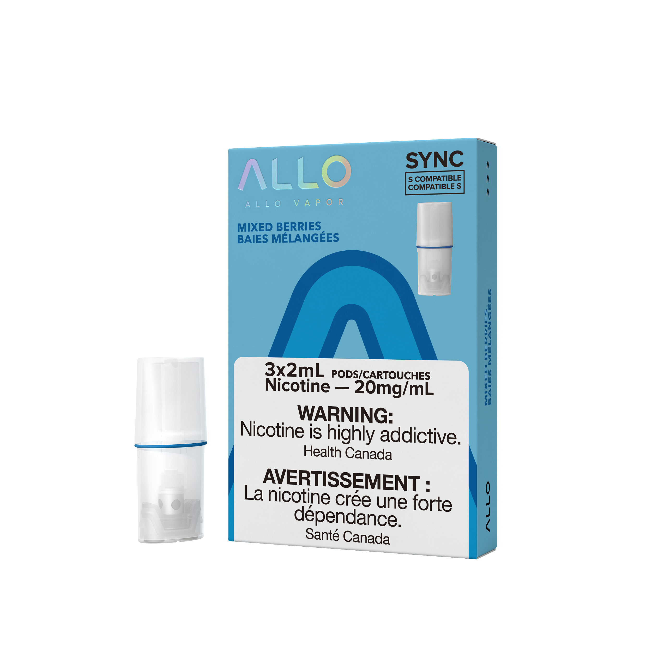 Allo Sync Pods, Guava Ice flavour pod, 20mg/mL nicotine strength, STLTH-compatible mesh coil for smooth draw-activated vaping, ideal for Ontario and Quebec vapers.