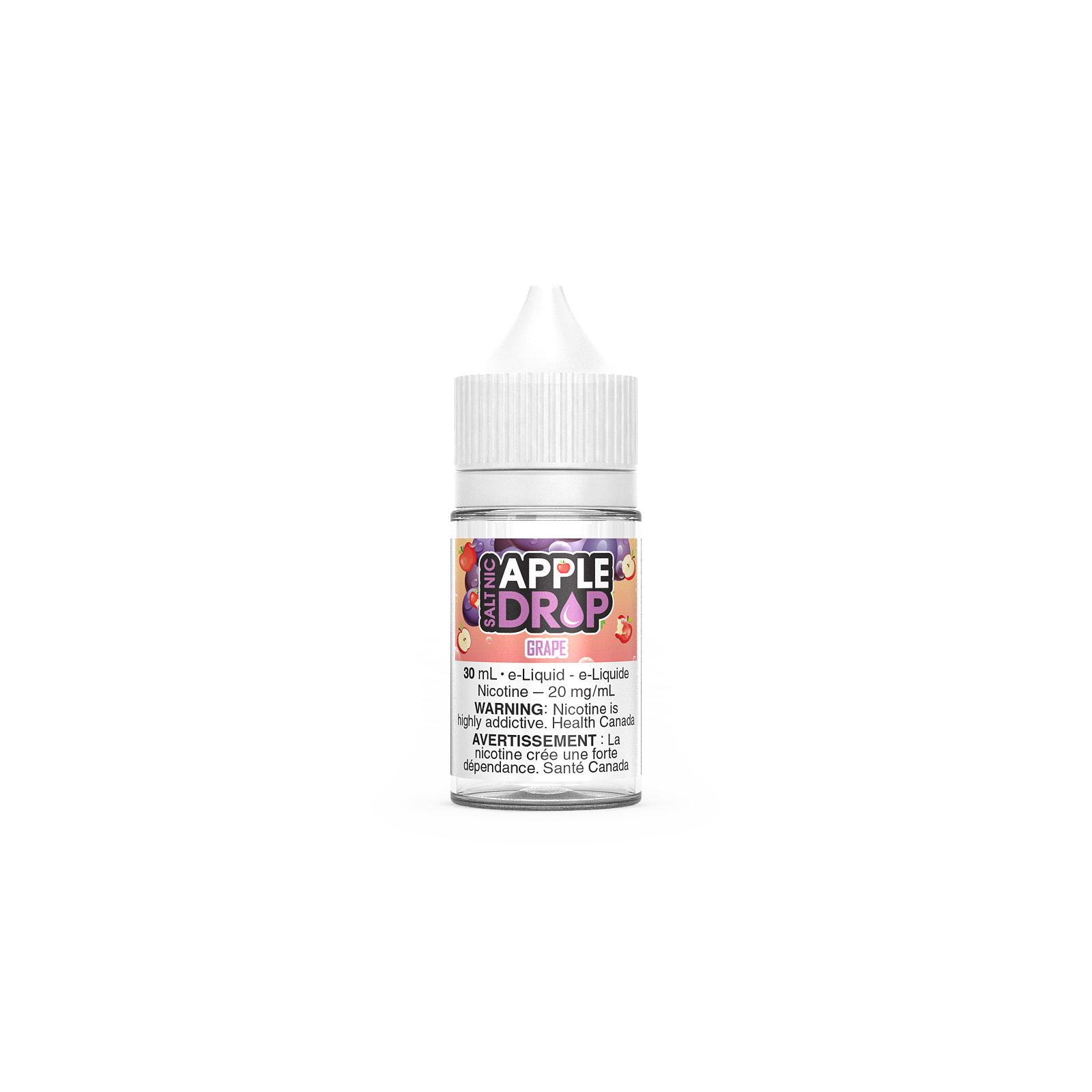 Apple Drop Salt 30mL, Double Apple flavour, 12mg nicotine salt vape juice, smooth and satisfying, designed for Ontario and Quebec vapers.