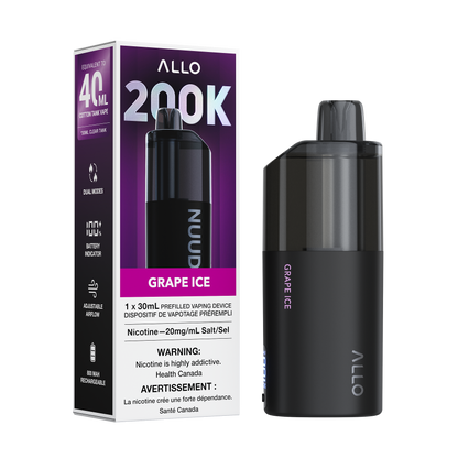 Allo Nuud 200K Disposable Vape 30mL in Grape Ice flavour | Supa Vapes Canada