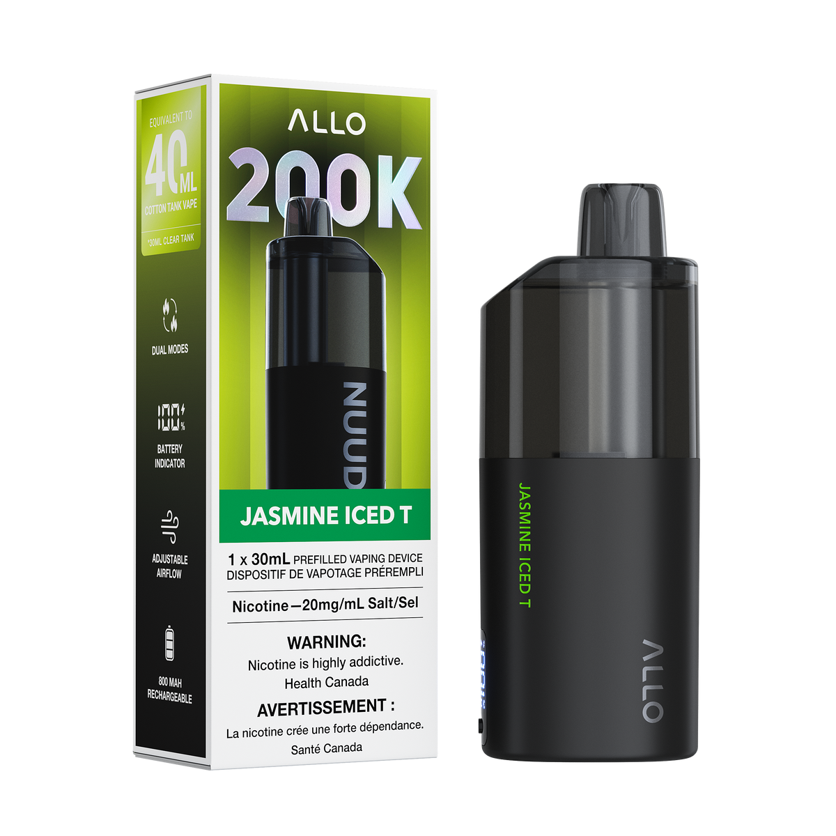 Allo Nuud 200K Disposable Vape 30mL in Jasmine Iced T flavour | Supa Vapes Canada