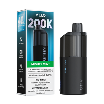 Allo Nuud 200K Disposable Vape 30mL in Mighty Mint flavour | Supa Vapes Canada