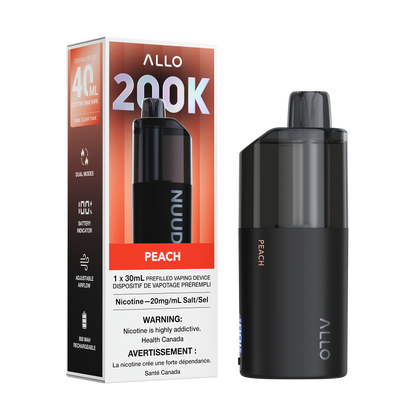 Allo Nuud 200K Disposable Vape 30mL in Peach flavour | Supa Vapes Canada