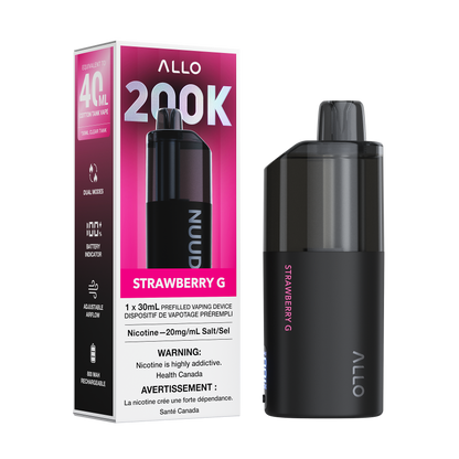 Allo Nuud 200K Disposable Vape 30mL in Strawberry G flavour | Supa Vapes Canada