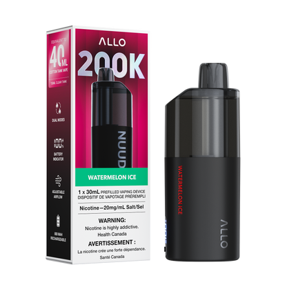 Allo Nuud 200K Disposable Vape 30mL in Watermelon Ice flavour | Supa Vapes Canada