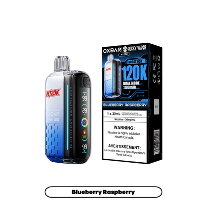 Rocky Vapor Oxbar M120K Disposable Vape in Blueberry Raspberry flavour | Supa Vapes Canada