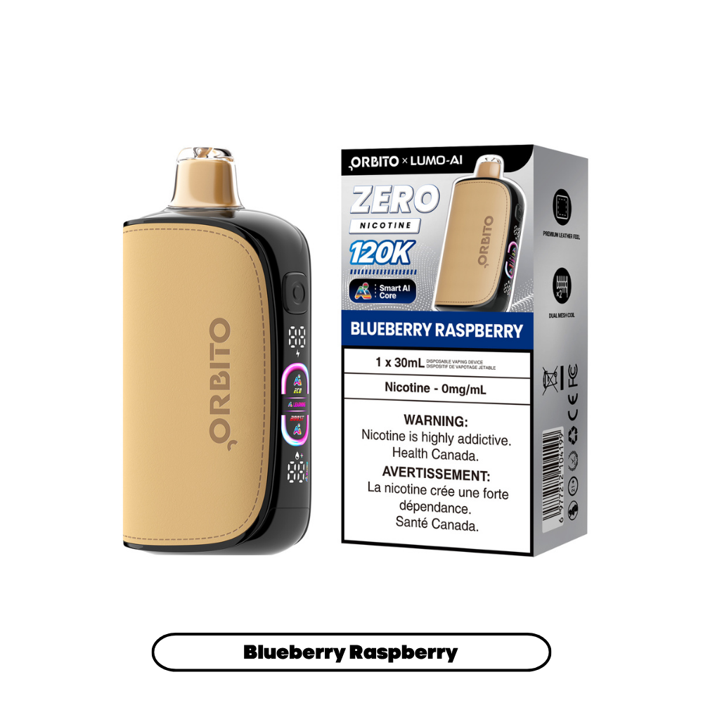 Orbito Lumo AI 120K Disposable Vape (0mg) in Blueberry Raspberry flavour | Supa Vapes Canada
