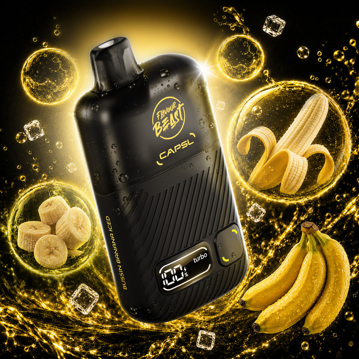 Flavour Beast CAPSL AFX30 Disposable Vape 30mL in Bussin Banana Iced flavour | Supa Vapes Canada