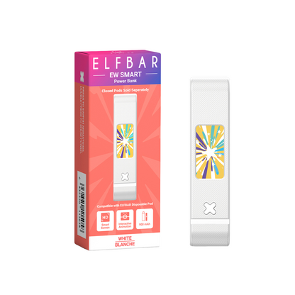 Elf Bar EW25K Pod, White variant, compatible with EW25K and EW9000 devices, features smart LED battery display and quick Type-C charging, ideal for Ontario and Quebec vapers.