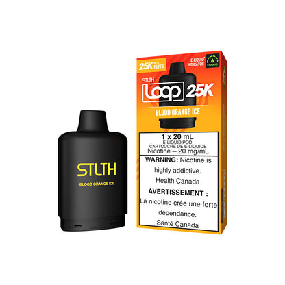 STLTH Loop 25K, Blood Orange Ice flavour, powerful 25,000 puffs rechargeable vape with free STLTH Loop 2 Battery, perfect for Ontario and Quebec vapers.