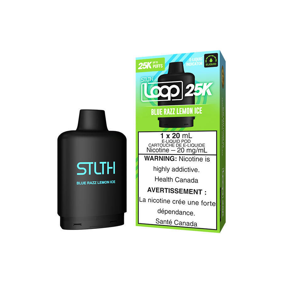 STLTH Loop 25K, Blue Razz Lemon Ice flavour, high-capacity disposable vape with smooth bold hits, ideal for heavy vapers in Ontario and Quebec.