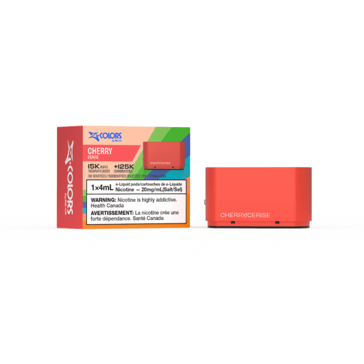 Z-Colors (Zpods) 15K Pods, Cherry flavor pod with adjustable wattage, personalized vape settings, rich flavor, designed for Ontario and Quebec customers.